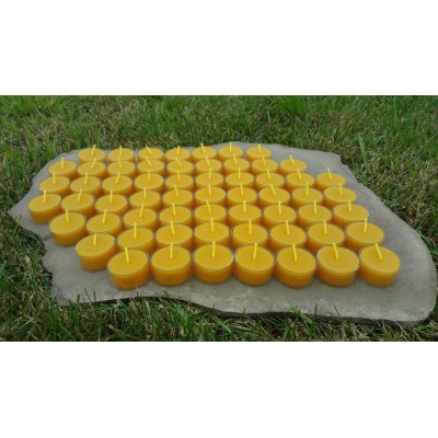 60 Hand Poured Beeswax Tealight Candles, All-natural Cotton Wick, Clear Cups 759754378254  392102727295